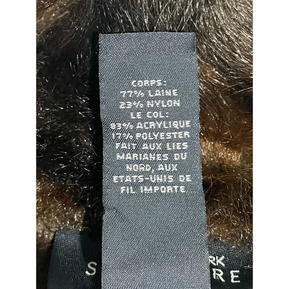 Jones New York Signature Brown Wool Blend Coat With Faux Fur Collar P/M - Picture 10 of 13